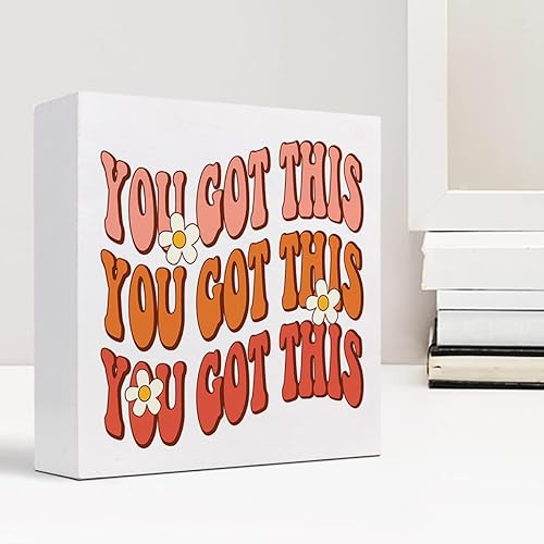 Miniatura 6 de Letrero inspirador de madera con texto en inglés You Got This, decoración motivacional de bloques de madera para el hogar, dormitorio, oficina,