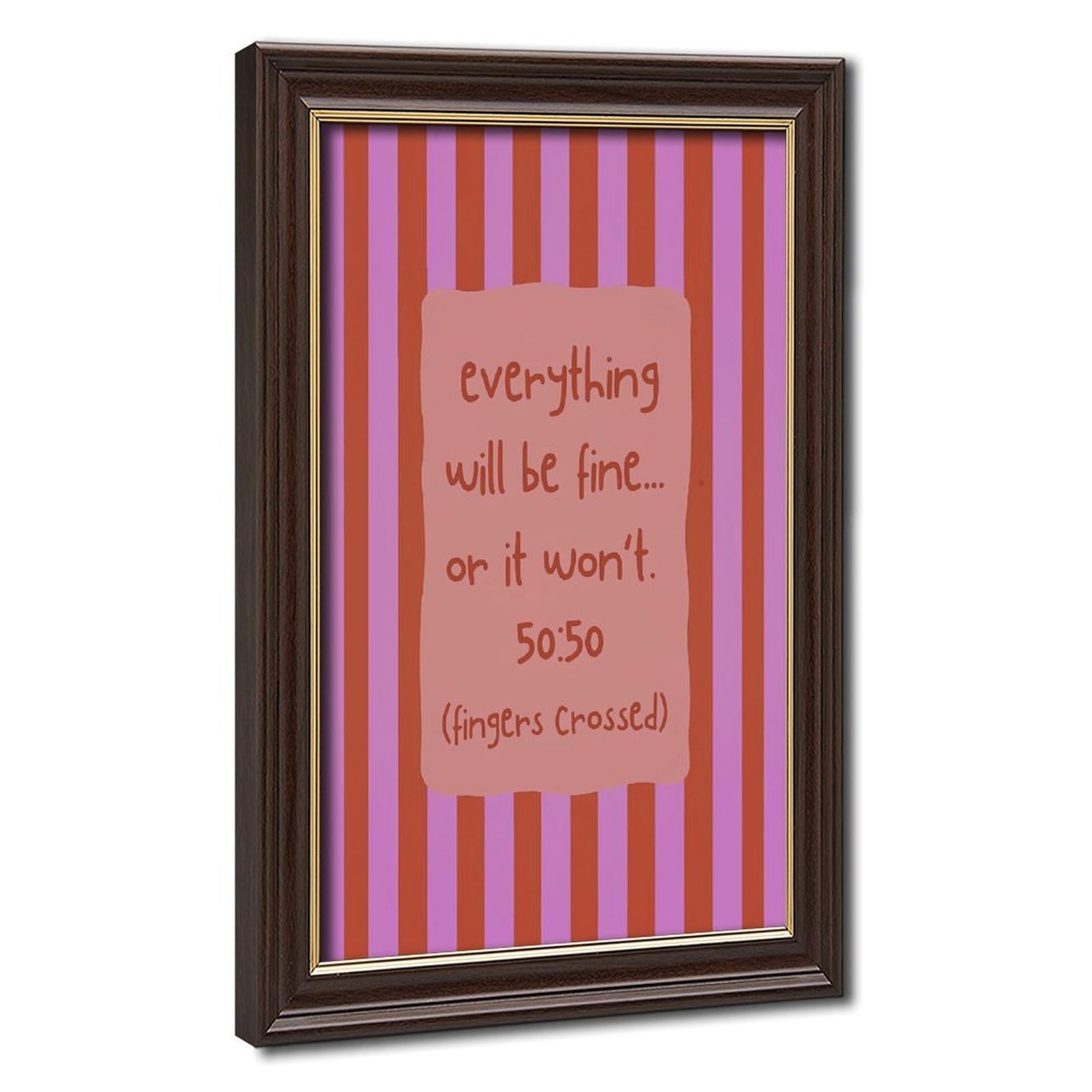 AYINUER Vertical Stripes With Text Print Canvas Poster for Home Decor Gift