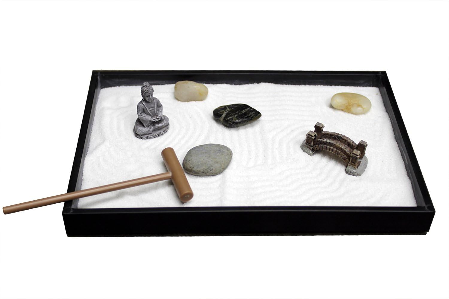 Nature’s Mark, Mini Meditation Zen Garden Table Décor Kit with Accessories (8Lx5W Rectangle A)