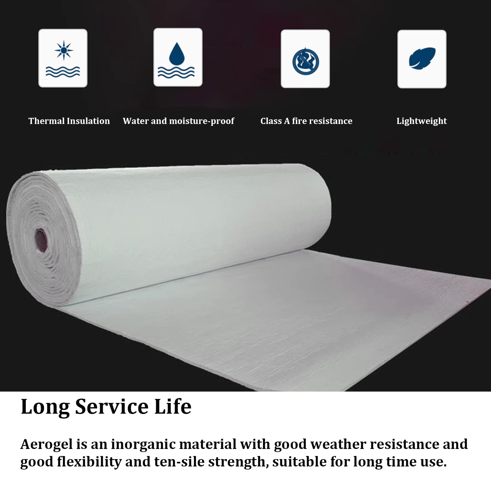 Ognioodporny koc izolacyjny Nano Aerogel, mata odporna na ciepło 1200F, trwała, lekka, płyta termoizolacyjna (100 x 50 cm, grubość: 10 mm)