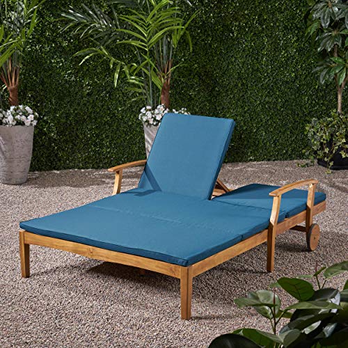 Gdfstudio 307568 Double Chaise Lounge For Yard And Patio, Acacia Wood Frame thumb #2
