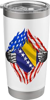 Bosnia Shirt Super USA Bosnian Flag Bosnian American Roots Stainless Steel Insulated Tumbler