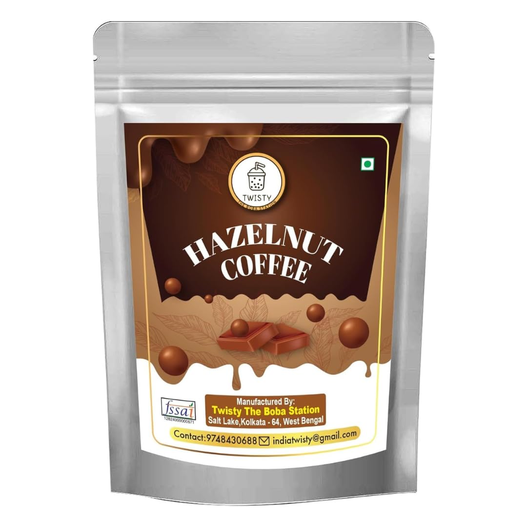 Twisty The Boba Station® 250 Grams Hazelnut Coffee Premix | Instant And Delicious | Easy to Make | Rich And Creamy Coffee Powder With Zip Lock | Pack of 1 (Hazelnut)