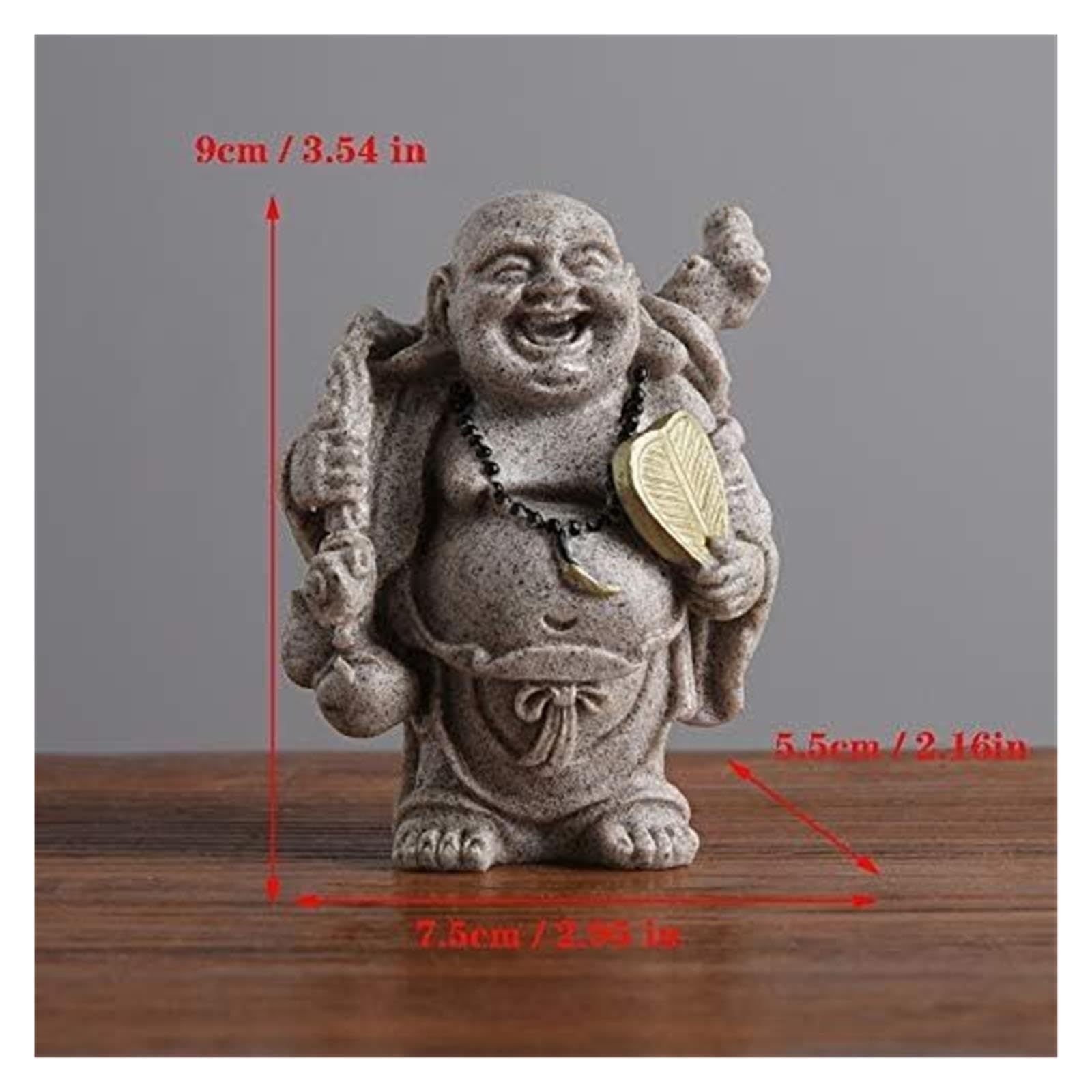 Estatua de resina piedra arenisca figuras Buda sonriente regalos creativos