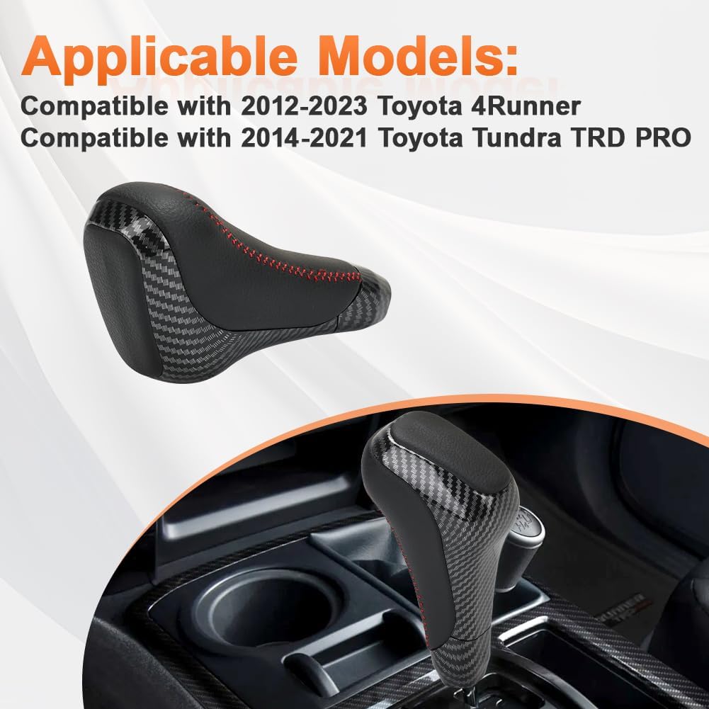 Automatic Gear Shift Knob Head Lever Replacement for PTR5734140 PTR57-34141 Compatible with 2012-2023 Toyota 4Runner 2014-2021 Tundra TRD PRO Shifter Knob Handle Lever Carbon Fiber Pattern