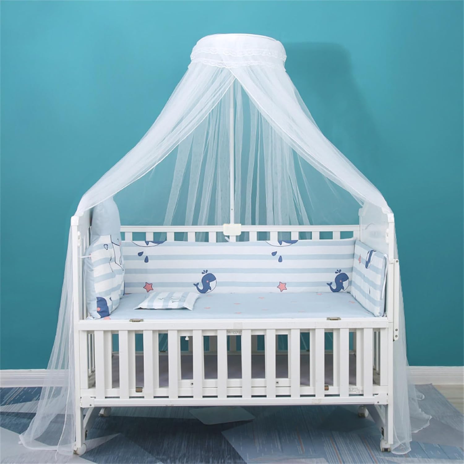 Mosquito Net Bed Canopy for Baby Toddler Bed Crib Dome Canopy Netting Canopy Bed Curtains Dome Mosquito Netting White (Canopy Without Holder)