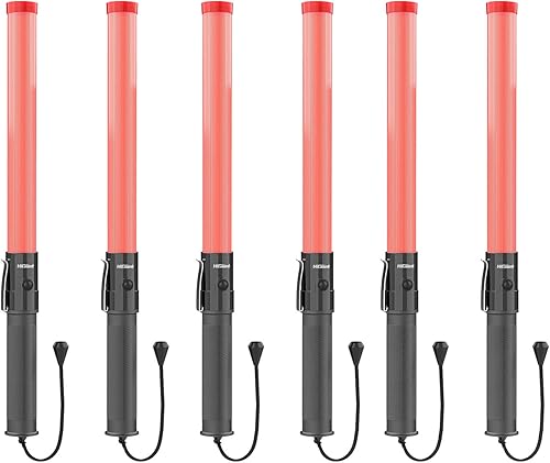 Miniatura 9 de HiGiant Paquete de 6 varitas de tráfico de 16 pulgadas, bastón de control de tráfico LED, pequeñas varitas de luz naranja con modos intermitentes,