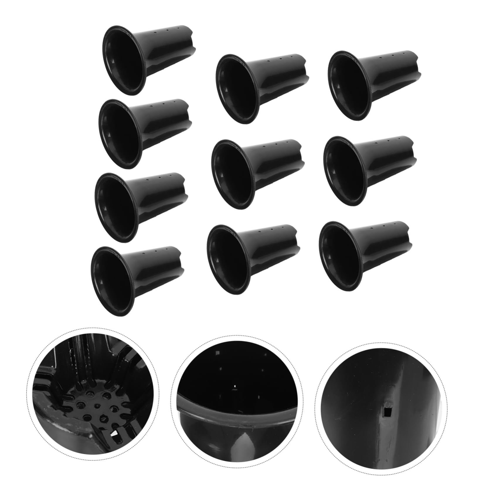 BESTonZON Pots pour Orchidées Lot de 10 en Plastique Noir Contrôle des Racines, Surface Simple, Solide et Résistant, pour Jardin et Plantes D'intérieur
