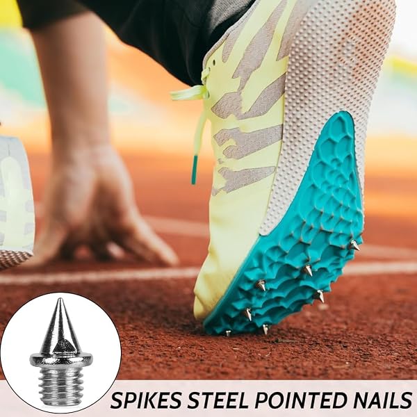 COYUN 30 Pièces Pointes Piste en Acier Inoxydable avec 1 Clé à Pointe Athlétisme, Pointes en Acier, 6mm Pointe Athlétisme Cross Country pour le Saut, la Course, la Randonnée, les Podiums en Plastique - 3