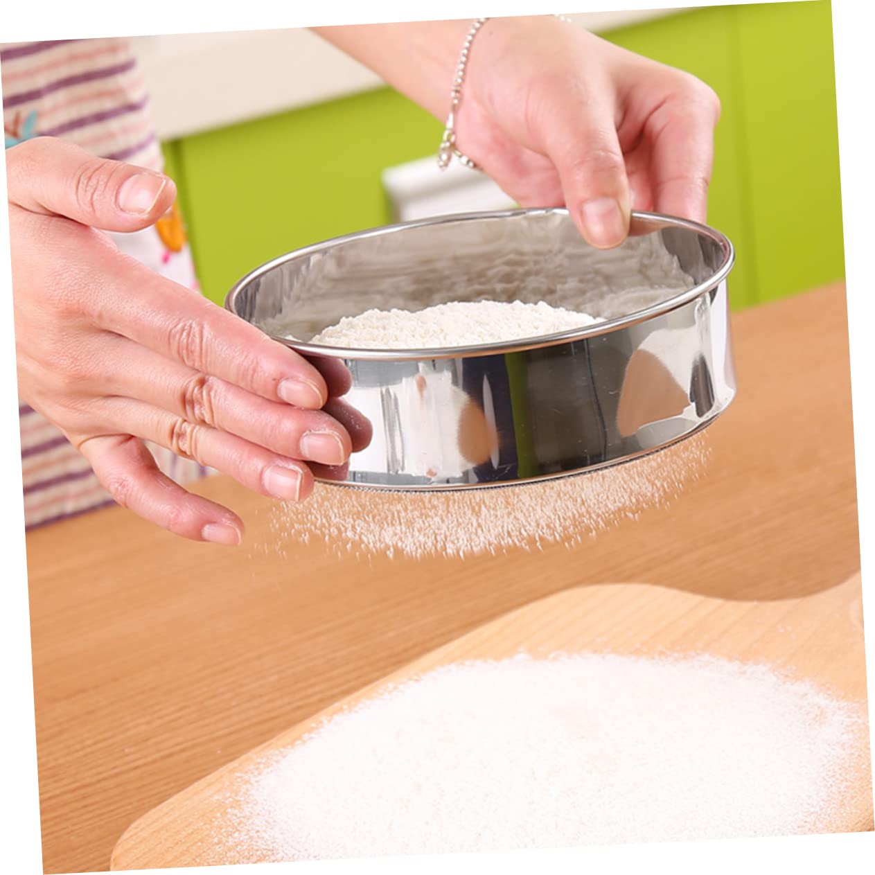 Ensemble de tamis de cuisson en maille d'acier inoxydable pour la cuisine-ensemble de 2 pièces pour la cuisson de gâteaux, le tamisage des pâtes et le secouage de la farine-passoire à main pour glaça
