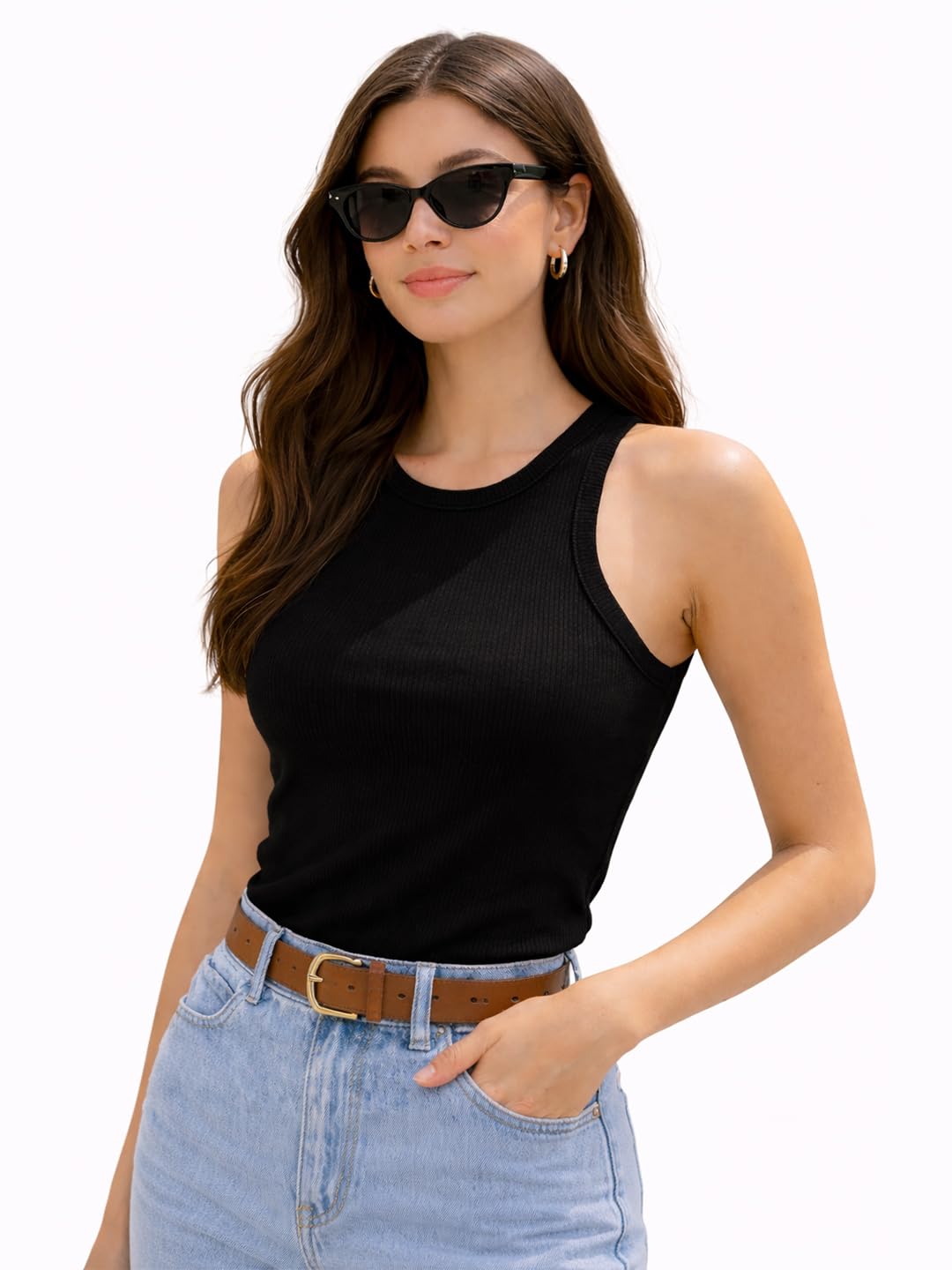 raamony Tops for Women Crop Top for Women's Tank Activewear Tee Casual Sports Round Neck Cotton Camisole-picture-29