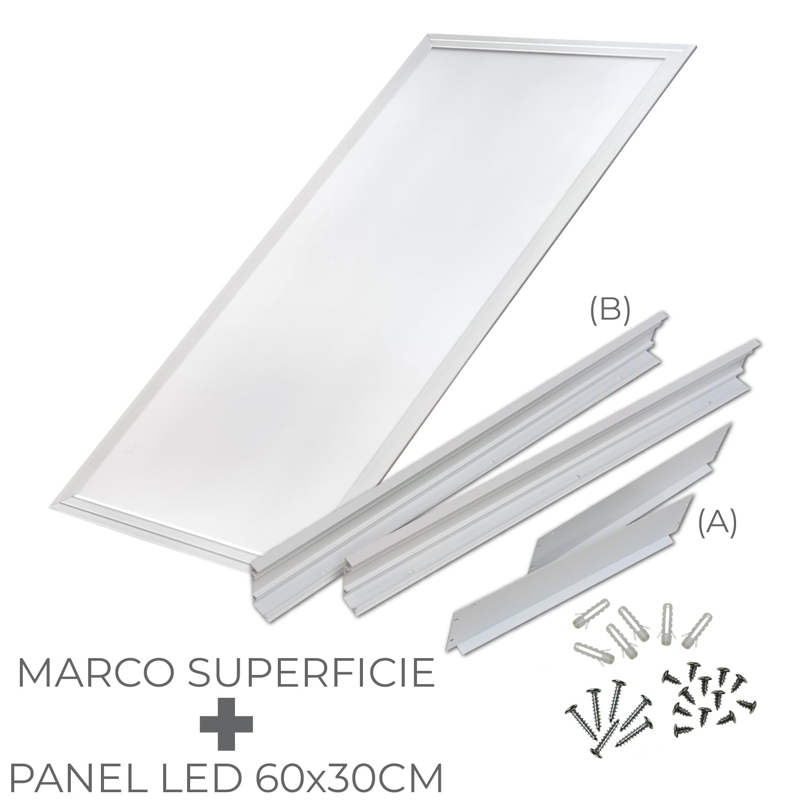 LED ATOMANT 2x Kit Soporte para Superficie + Panel LED 60x30cm 36W CCT | Con Selector de color CCT, 4000 Lumenes, Driver incluido