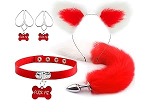 Red Anal Fox Tail Anal Plug Set for Couples