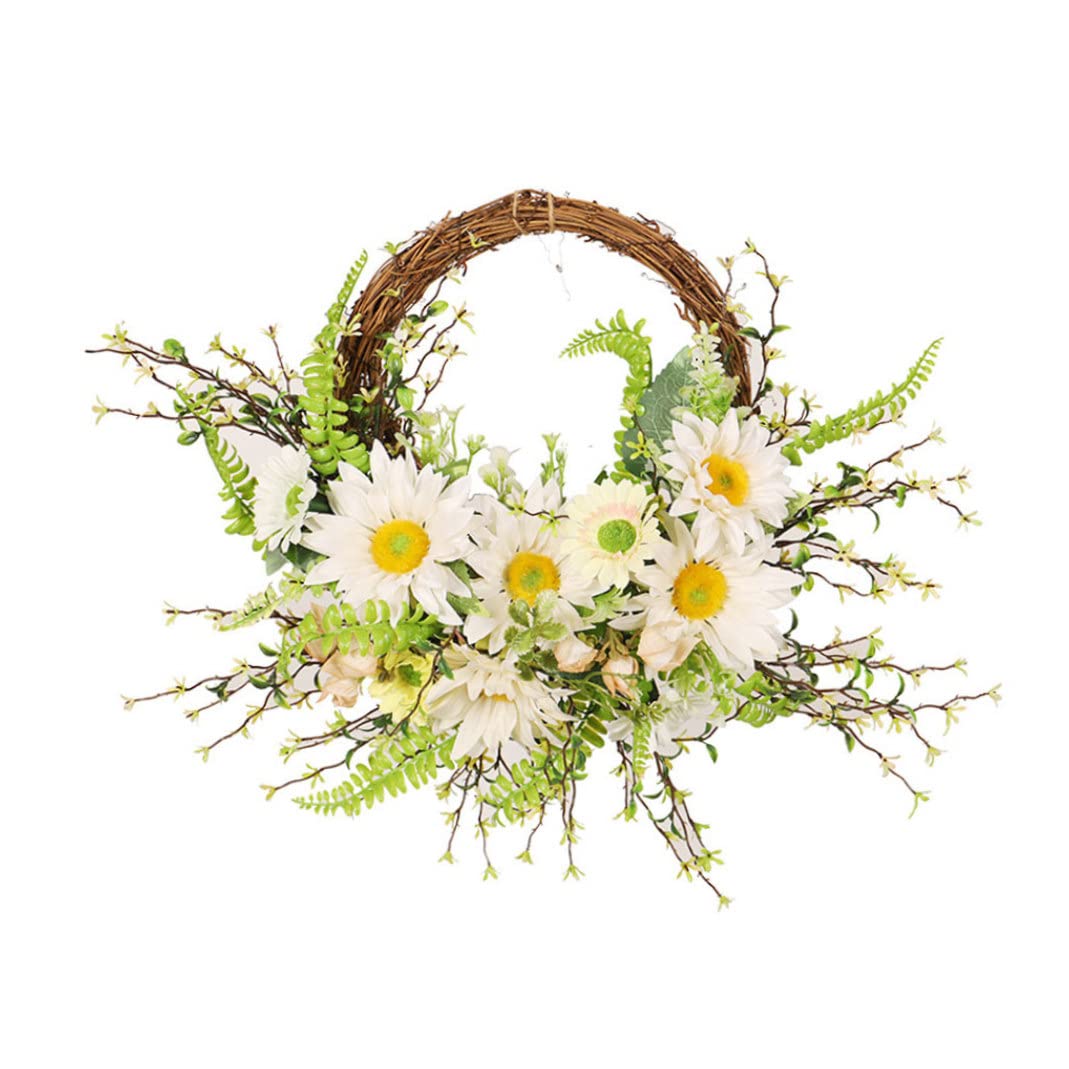 Tsawntd Artificial Sunflower Wreath 17.7Inch Front Door Hanging Spring Summer Wreath Garland for Party Spring Summer Simulation Sunflower Garland