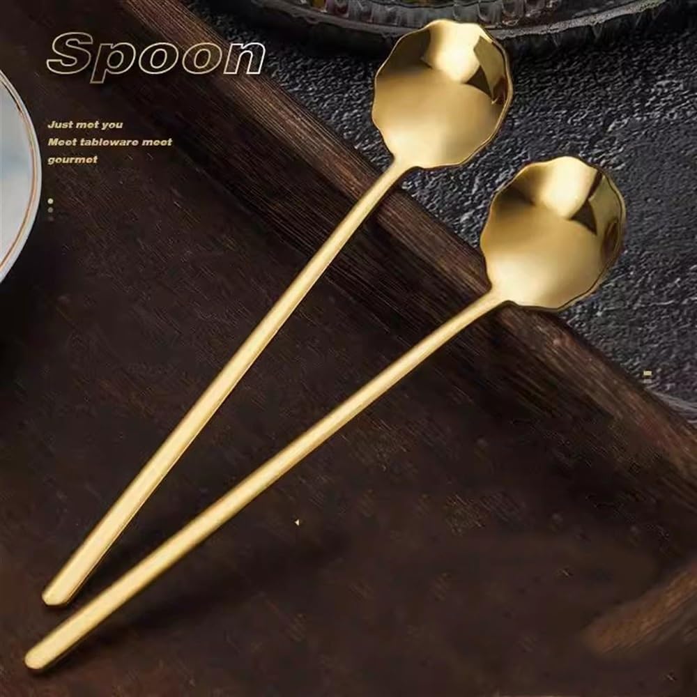 Cuillère 304 Petite cuillère à Dessert de Grande qualité en Acier Inoxydable à Long Manche for la Maison Cuillère de Table(Silver)