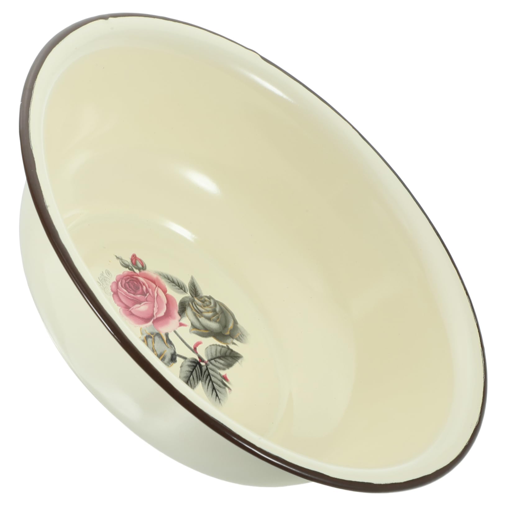 CIYODO Enamel Soup Bowl Set Pink Enamel Basin Multipurpose Washing Basin Enamelware Bowl