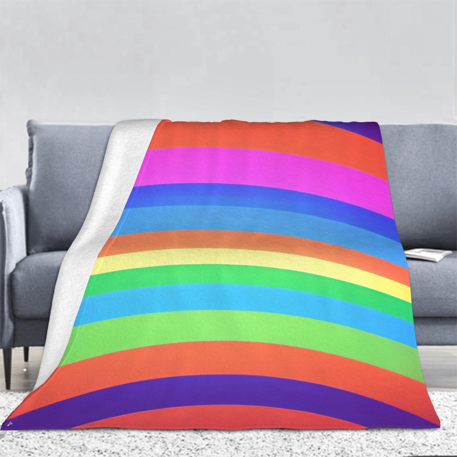 Coperta Arcobaleno In Flanella 150x200 Cm - Morbida, Multicolore, Per Divano E Letto - Foto 12