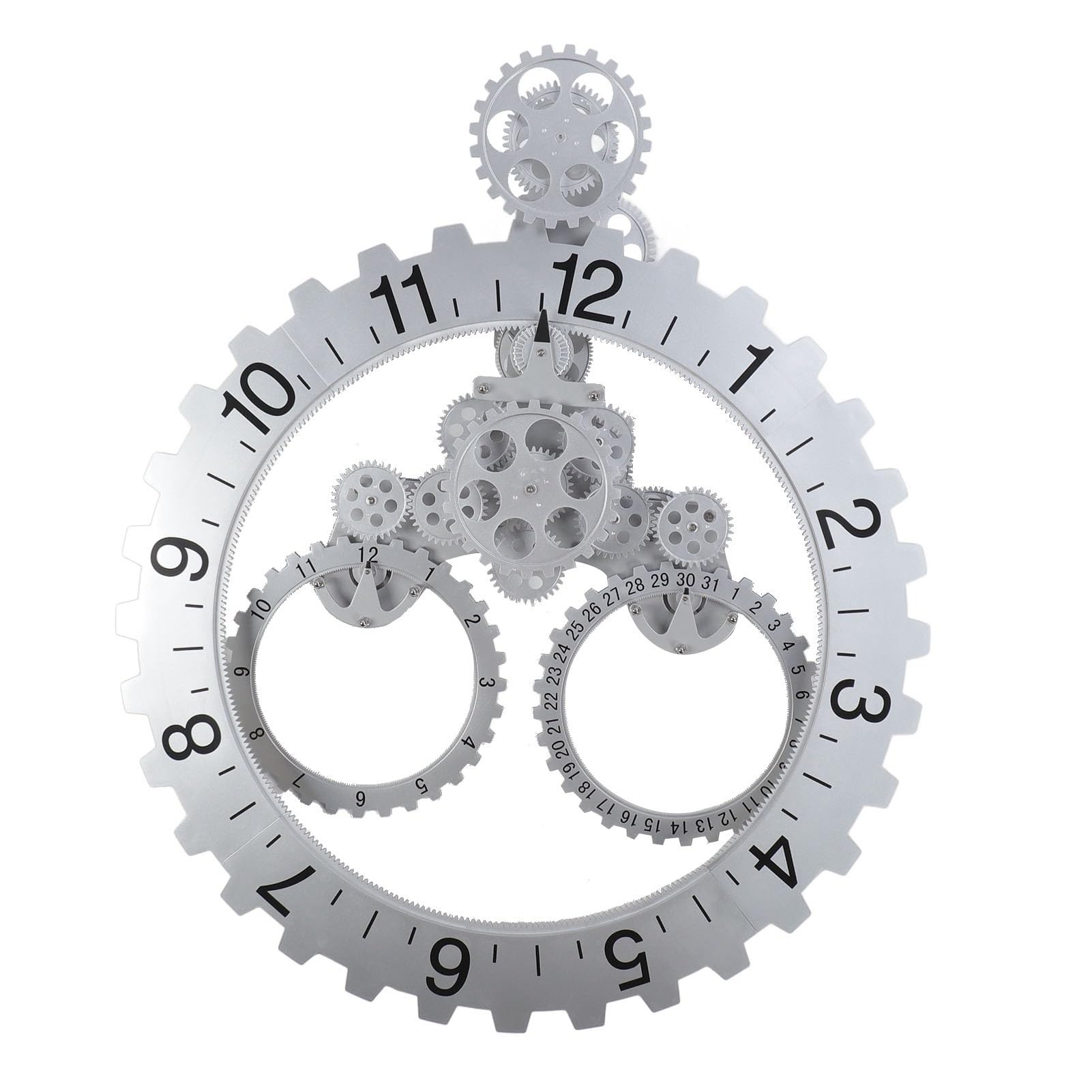 歯車デザインの掛時計 シルバー Amazon.co.jp: 壁掛け時計、歯車時計 (銀) : ホーム＆キッチン
