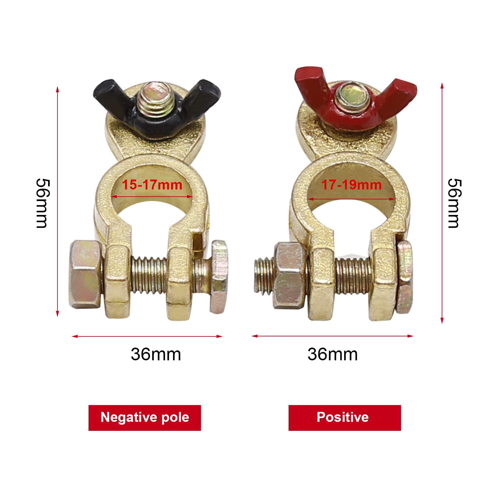 Battery Post Connector BRASS BATTERY TERMINAL Positive & Negative ...