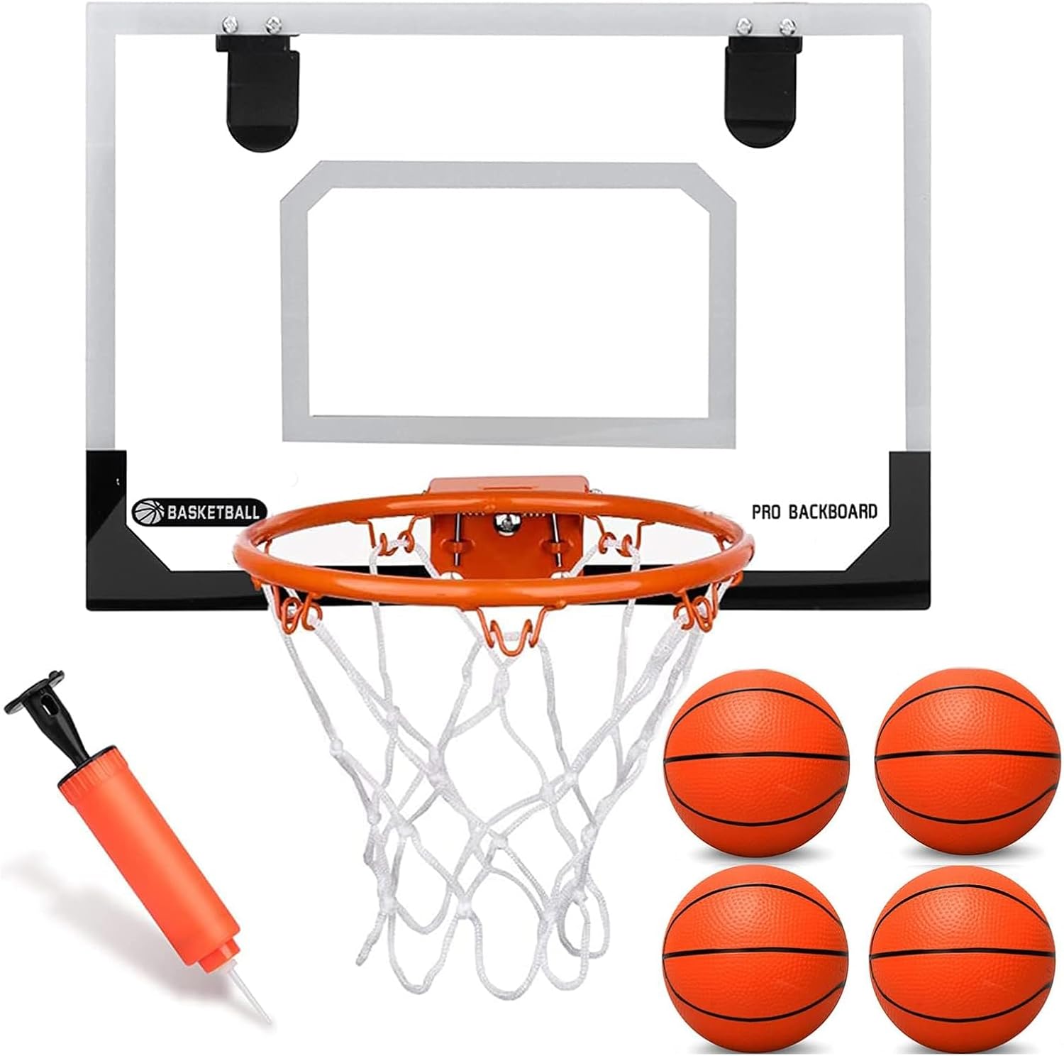 Umnodobn Mini Indoor Basketball Hoop for Kids Adults, Small Basketball Hoop Over The Door Mini Hoop with 4 Balls, oost Wall Mount Hoop Sport Game Interactive Toys Gift for Boys Age 3-12