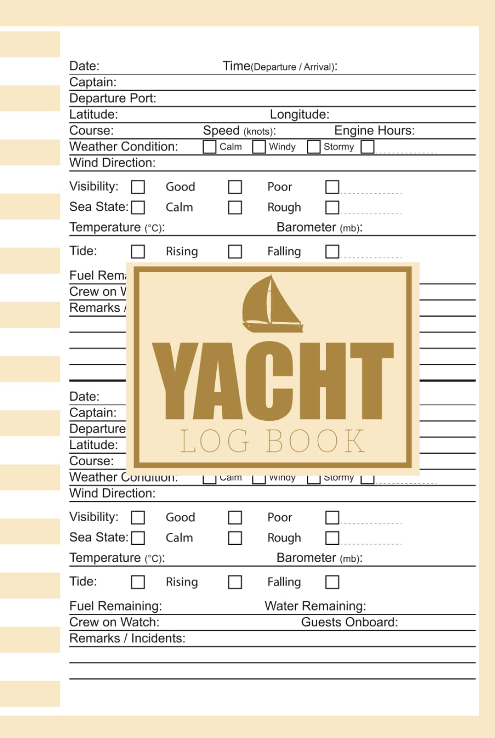 Yacht Log Book: Sailing and Boating Journal | 6x9 Inches | 110 Pages for Navigation, Weather & Trip Records