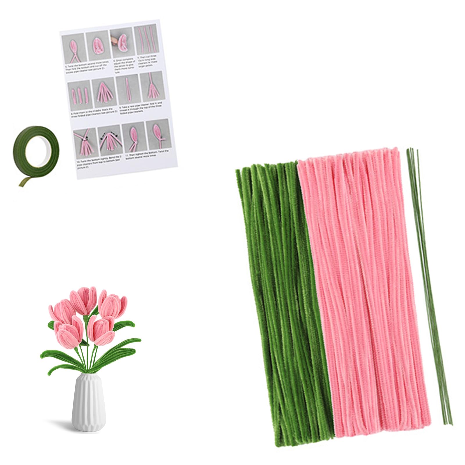Tsophreniq Tulips/Sunflowers Bouquet Craft Supplies Bendable Wire Stems for Florals Creative Accessory Flower Materials