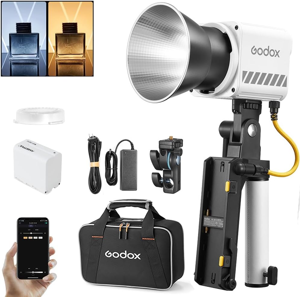 ML60IIBi LED Light, Handheld LED Video Light, 2800K-6500K Bi-Color LED Light, 22500Lux CRI 96+ TLCI 97+, 11 FX Effects, APP Control, with AK-B01 Battery Base, NP970 Lithium Battery