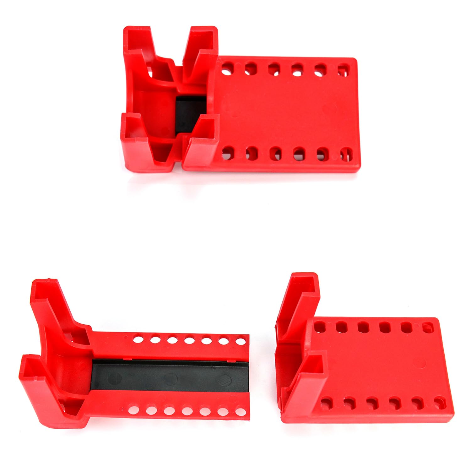 QWORK Bloqueo de válvula de bola, bloqueo de seguridad, 1/2 a 2-1/2 pulgadas de diámetro, paquete de 20, rojo
