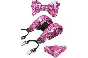 HISDERN: Floral Paisley Suspenders and Bow Tie Set