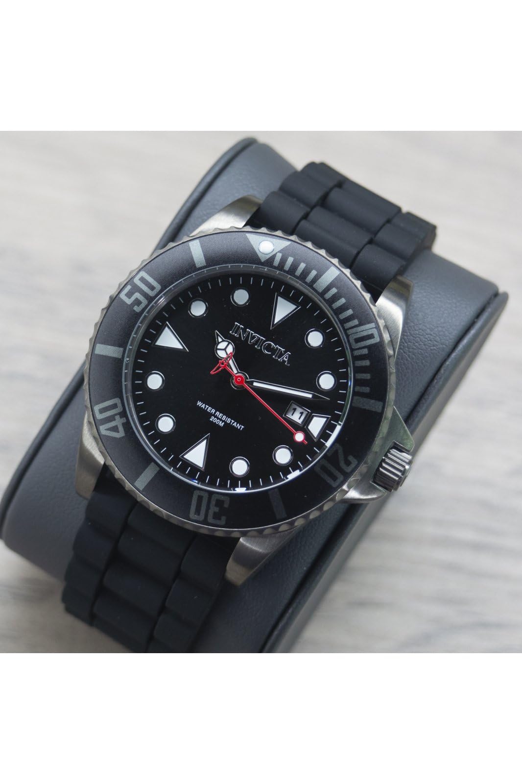 Pro Diver Reloj de cuarzo de acero inoxidable para hombre con correa de silicona, negro, 22 (Modelo: 90302), Negro, 90305 2