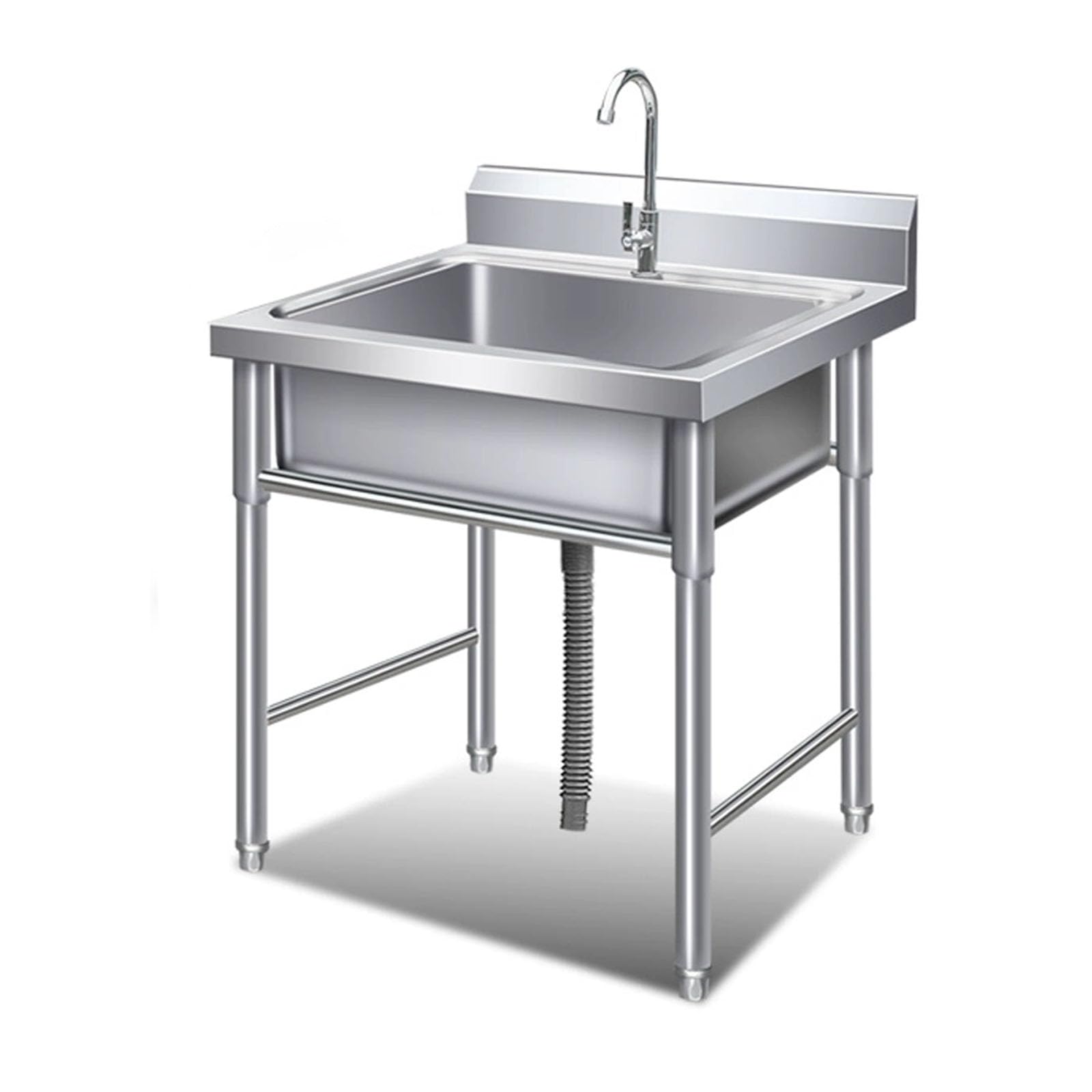 SDdPulse Stainless Steel Single Bowl Commercial Sink for Garage Laundry Room Outdoor Restaurant Indoor Workstation Backyard 70x70x80 cm 1.0 mm Thickness,Thickness 1.0 Mm-60x60x80 cm