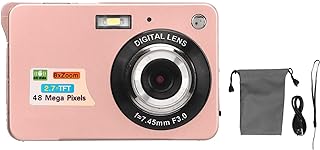 Câmera Digital, Câmera Digital 4K Visor LCD de 2,7 Polegadas Zoom 8x Antivibração Câmera Vlogging para Fotografia Disparo Contínuo (Rosa)