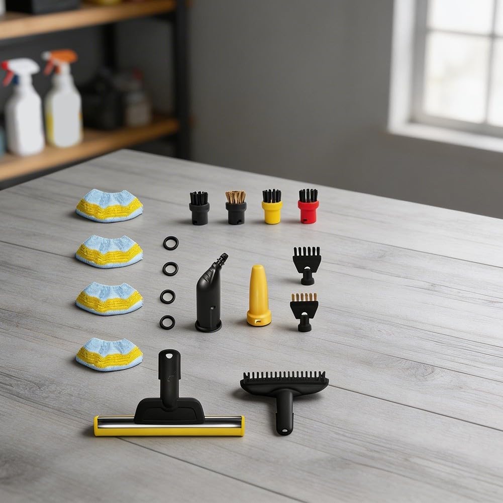 Kit de accesorios para limpiador de vapor para Karcher SC1 SC2 SC3 SC4 SC5 paños de microfibra juntas tóricas cepillos redondos tubo de extensión toalla juego de limpieza a vapor compatible con