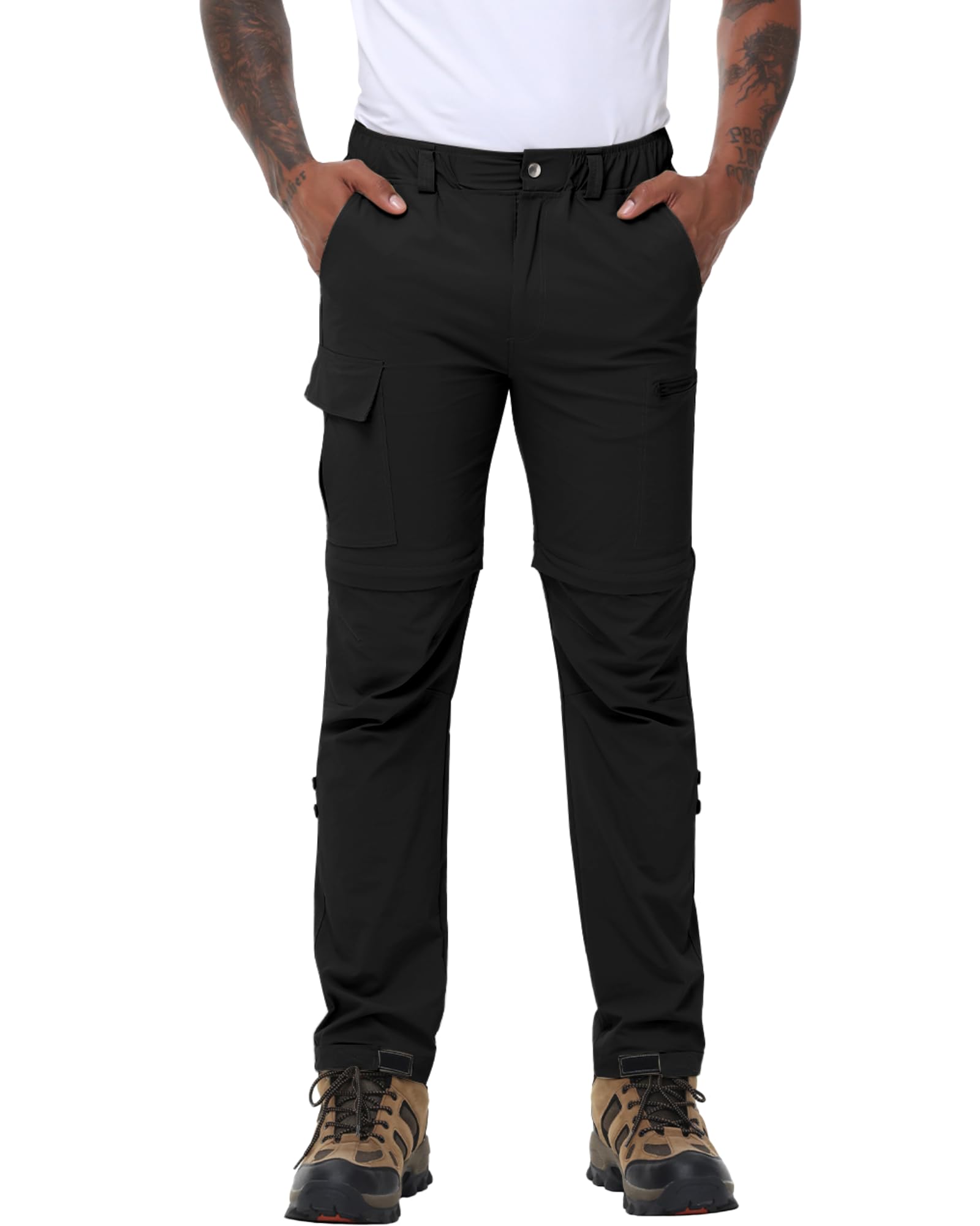 YAOBAOLE Pantaloni da trekking da uomo con zip off, rimovibili, traspiranti, ad asciugatura rapida, elasticizzati, funzionali con 5 tasche