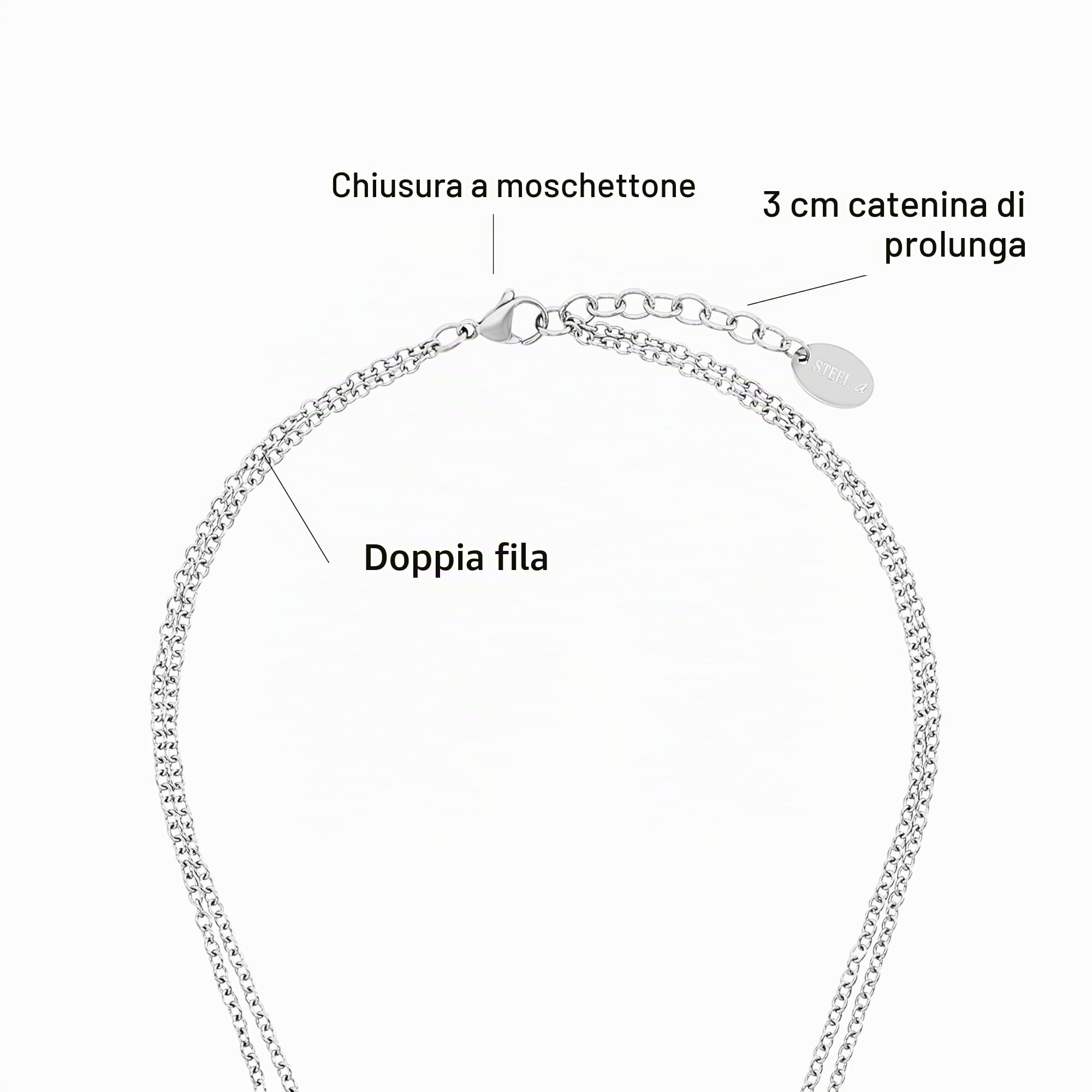 s.Oliver sOliver Collana con ciondolo in acciaio inossidabile da donna, con cristallo, fornita in confezione regalo per gioielli