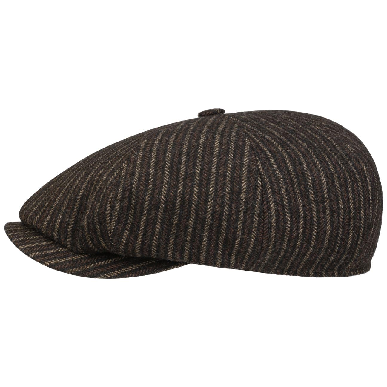 Stetson 8 Panel Woolen Stripe Flat Cap Men Dark Brown 7 1/8
