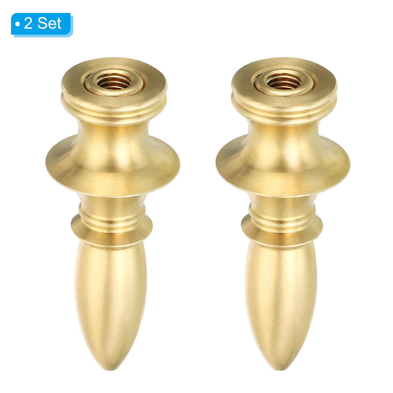 PATIKIL 2.1" Tall Brass Lamp Finials Cap Knob, 2 Set, 1/4-27 Thread, Brass Material - Image 3