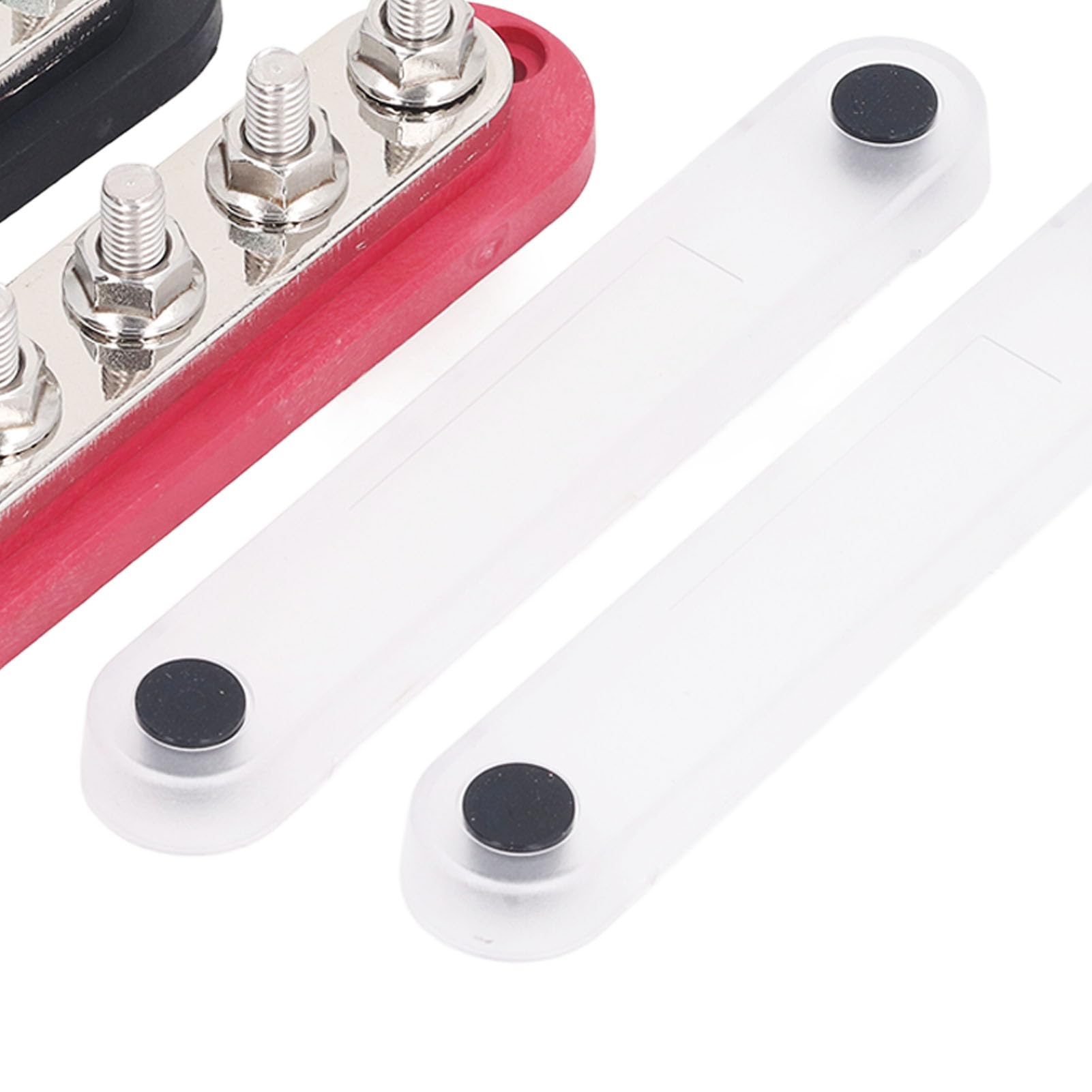 Bloc de Distribution D'énergie 2 Pièces, Bornier en Acier Inoxydable en Laiton M8 300A 12 à 48V avec Couvercle pour Bateau de Voiture Automobile Marine