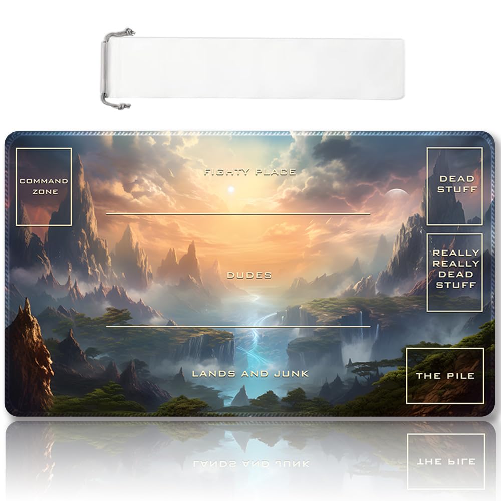 Tapis De Jeu MTG Cousu - 61x35,6 Cm, Dos Caoutchouc Antidérapant, Design Vintage - Pour Jeux De Cartes (Magic, Pokémon, Etc.)