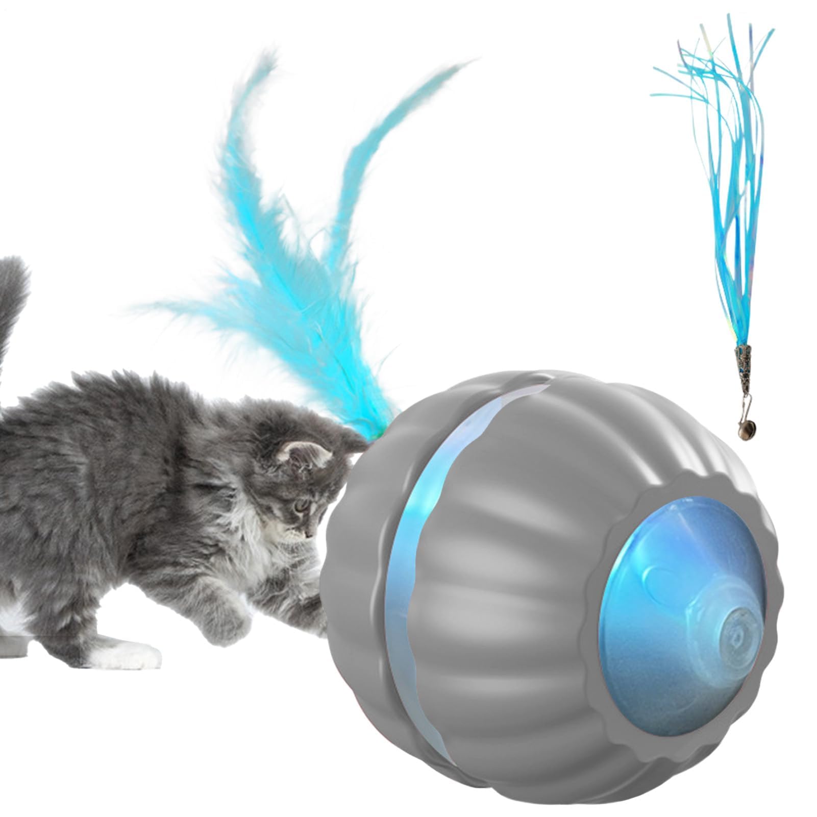 Juguetes para Gatos， Bola interactiva de Juguetes for Gatos en Movimiento automático | Accesorios for Gatitos Inteligentes móvil(Grey)