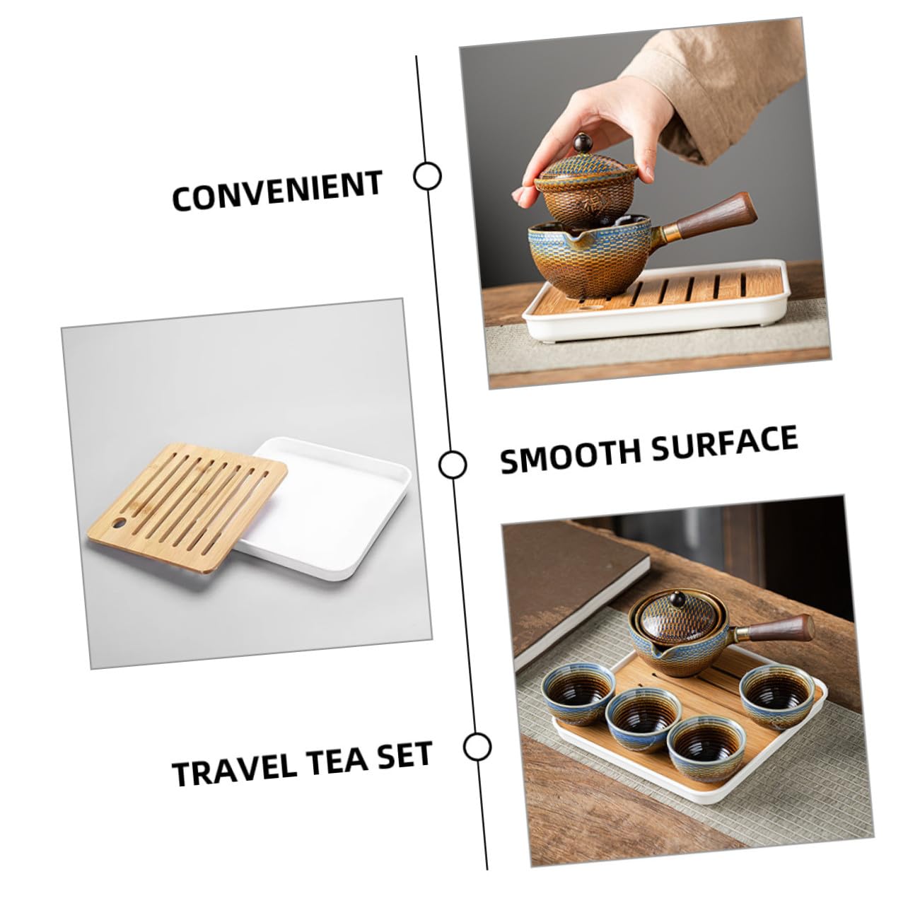 ULTECHNOVO Juego de Té y Tetera Automática Portátil Diseño Elegante de Cerámica Kit Práctico para Viaje, Adecuado para Hogar y Oficina para Aficionados al Té