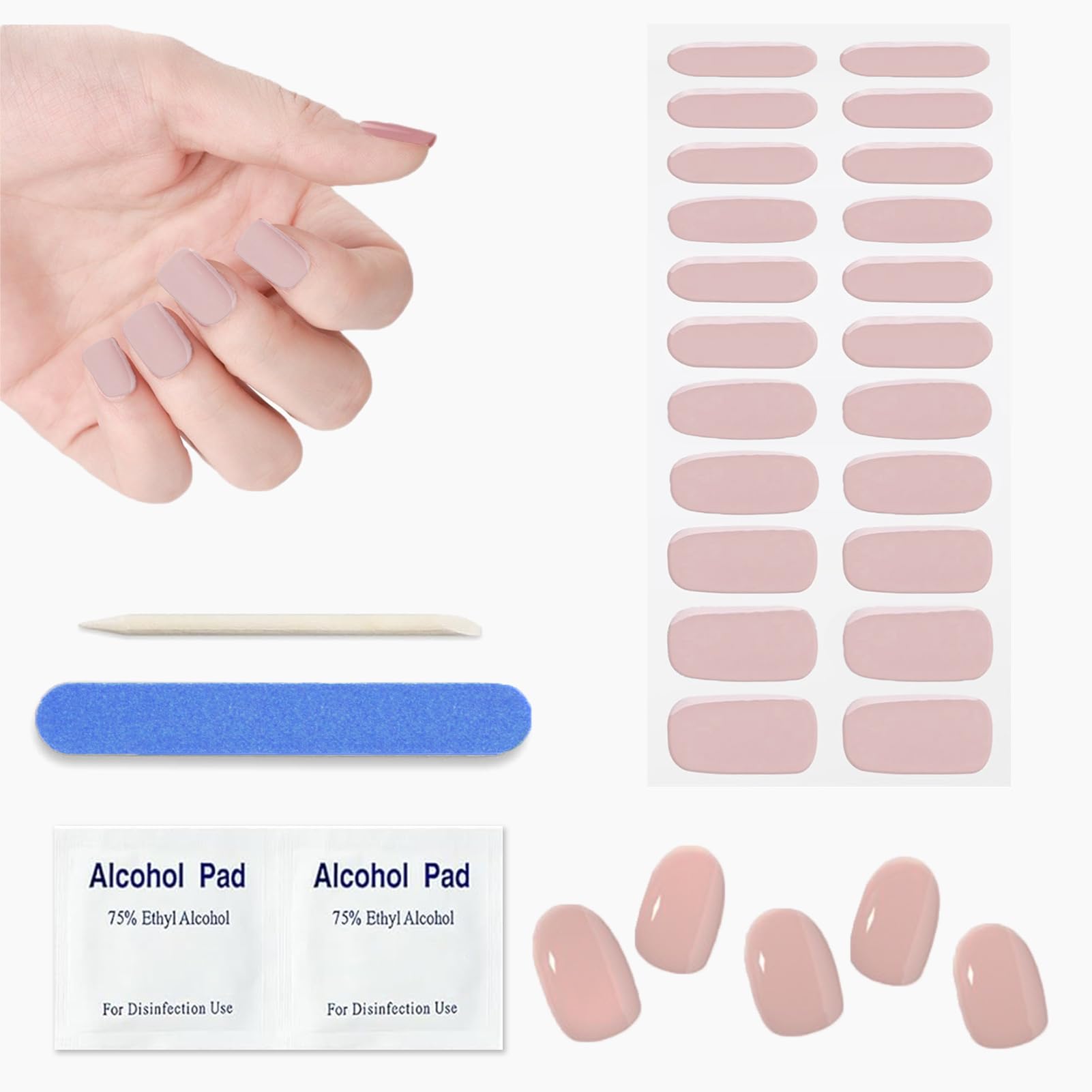 22Pcs Gel Semicurado de Pegatinas, Gel Semiendurecido Láminas de Uñas de Gel Precurado Pegatina Calcomanías Autoadhesivas Adhesivos Nail stickers Requiere Lámpara UV/LED para Mujeres Niñas Niños