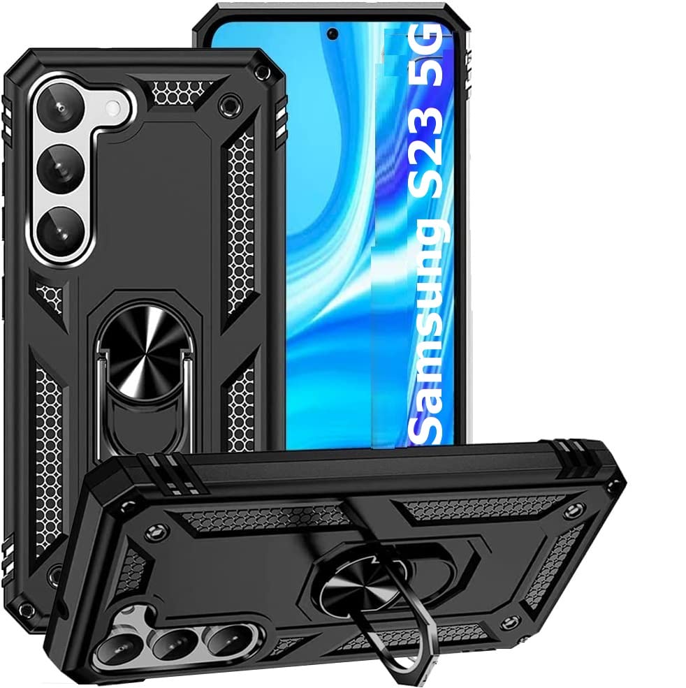 REALCASE Samsung S23 5G Back Cover Case | Heavy Duty PC Hybrid Shock Proof Armor Defender Ring Back Cover Case for Samsung Galaxy S23 5G (Black) (B0BTMY27D5) Amazon Price History, Amazon Price Tracker