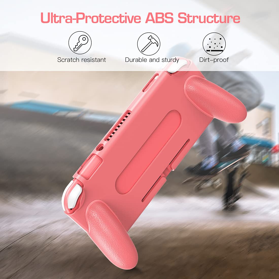 MoKo Grip for Nintendo Switch Lite, Ergonomic & Comfortable Hand Grips Case Fits Nintendo Switch Lite Grips, Durable Light Handle Grip Protective Shockproof Holder, Coral Pink