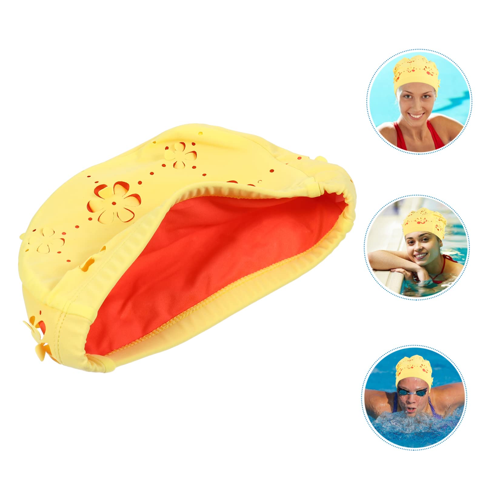 Levemolo 3stücke Protect Ears Schwimmhut Für Damen Uv-Schutz Kreatives Design Langhaarige Schwimmermütze Für Pool Oder Strand Aus Langlebigem Pu Für Sommer