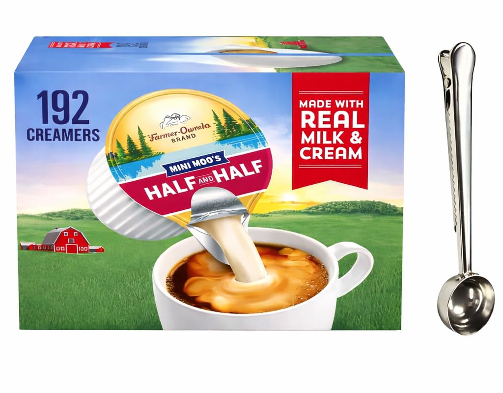 Mini Moos Half and Half Creamer Singles, Land Coffee Creamer Singles, 192 Count, No Refrigeration Needed