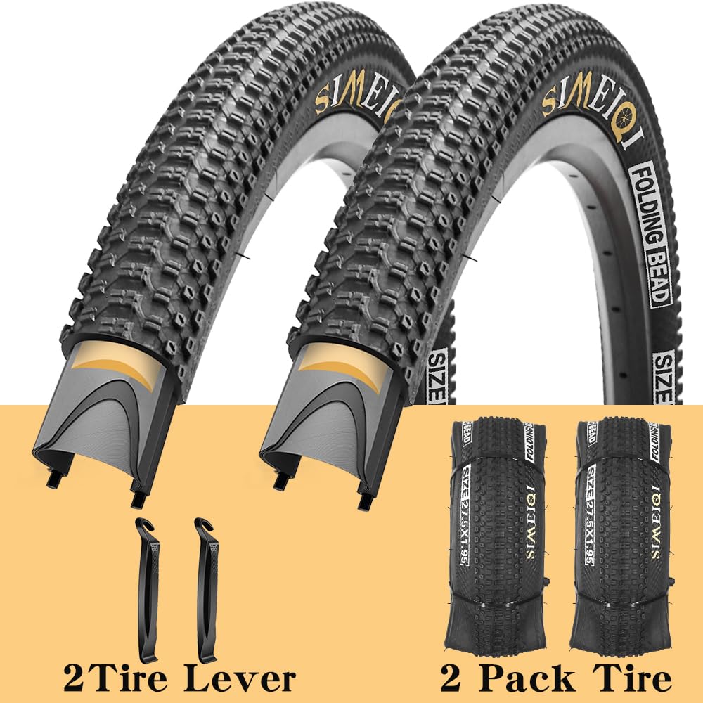 24/26/27.5 X 1.95 Inch Folding Bike Tires with 3mm Anti Puncture Proof Protection for Mountain Bicycles (27.5X1.95/2 Tires)