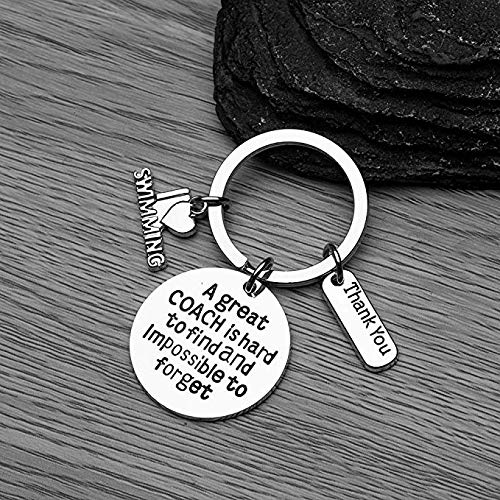 Swim Coach Keychain and Card Gift Set, Swimming Coach Gifts, Great Coach is Hard to Find Coach Keychain