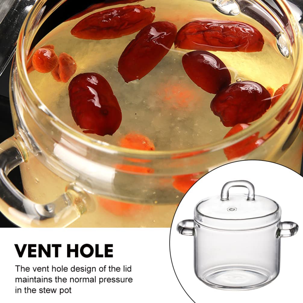 Casseruola In Vetro 350 Ml - Per Latte, Burro, Salse, Con Manico In Legno