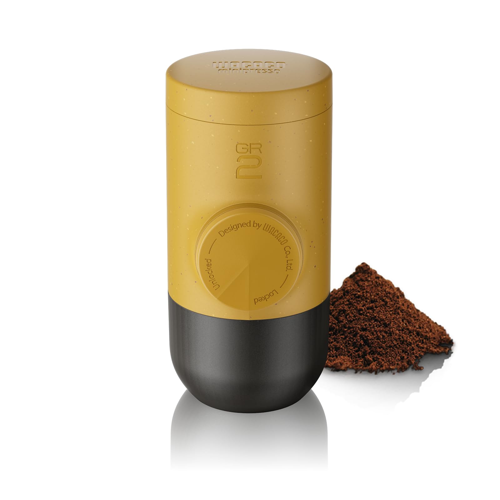 WACACO Cafetera portátil para café molido compatible con exteriores, cafetera espresso de operación manual, cafetera espresso para llevar, ultra pequeña (ocre dorado)
